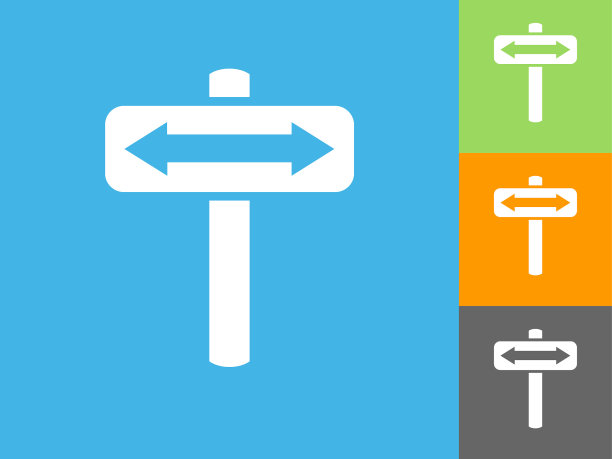 道路标志箭头平坦图标上的蓝色背景图片下载