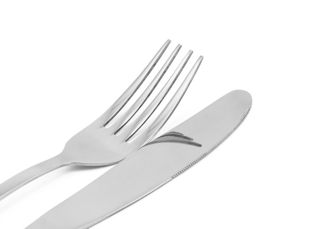 叉子和刀在白色背景上图片下载