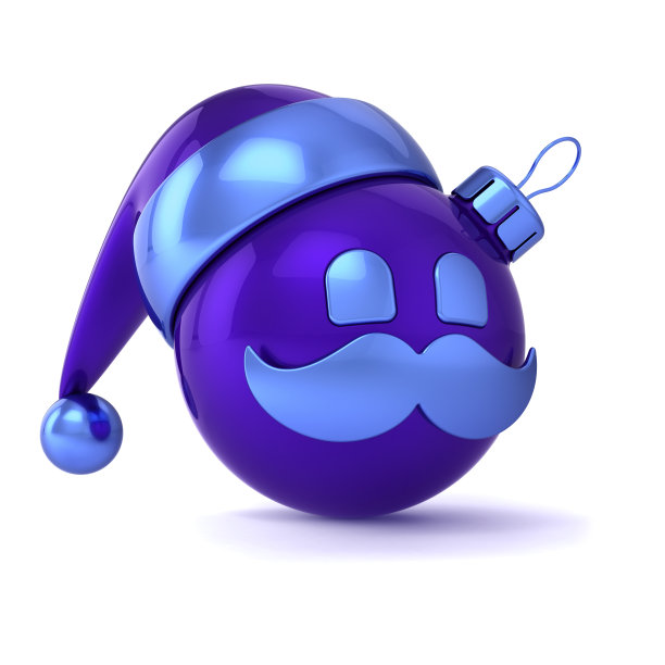 圣诞老人帽子圣诞球蓝色卡通形象装饰图片下载