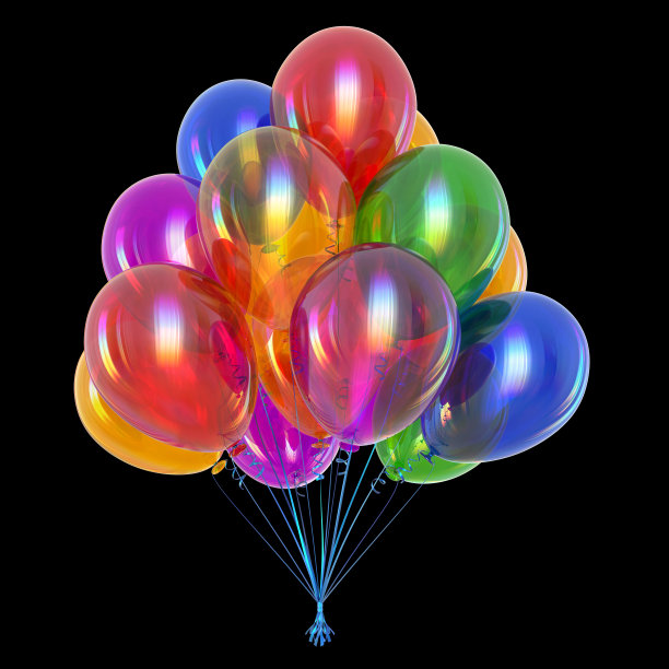 五彩缤纷的氦气球串成派对、节日、生日的装饰图片下载
