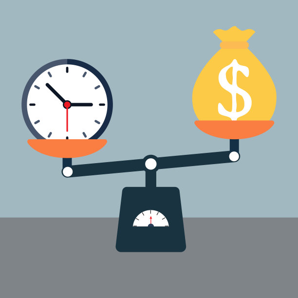 衡量金钱和时间的天平。图片下载