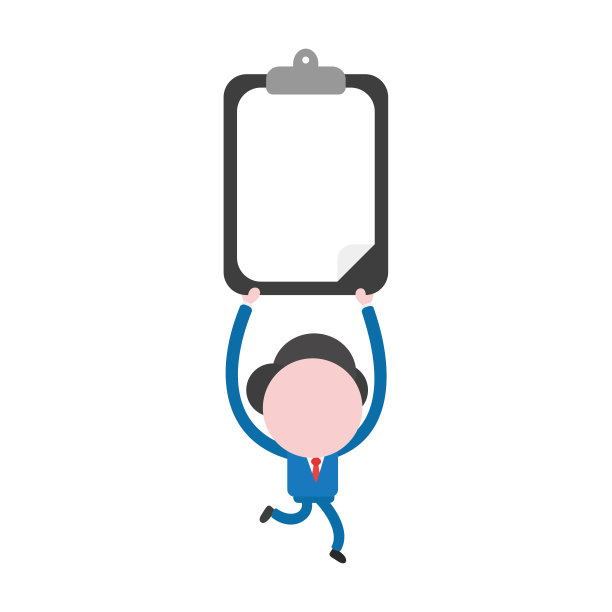 矢量商人角色运行和携带与空白纸的剪贴板图片下载