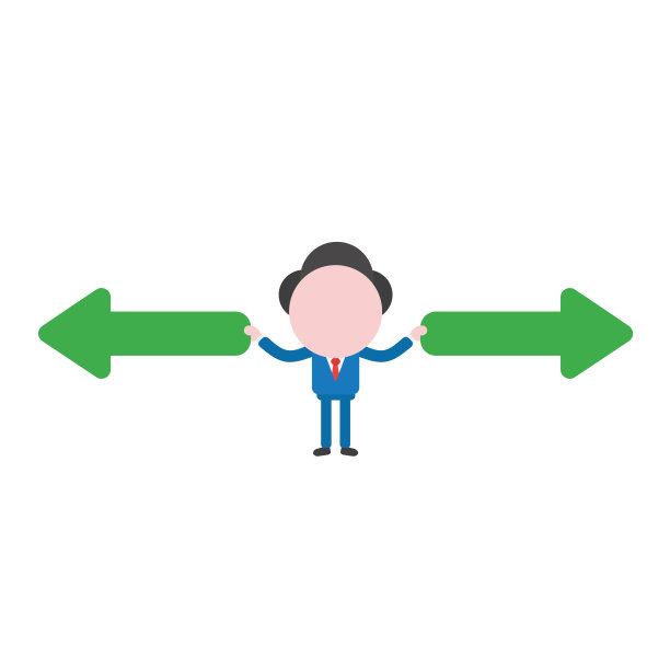 矢量商人字符持有箭头指向左和右图片下载