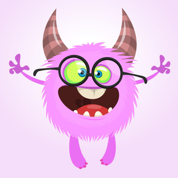 戴着眼镜的卡通聪明怪物图片下载
