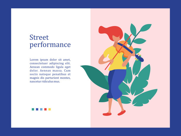 街头音乐家，小提琴家。矢量插图。图片下载
