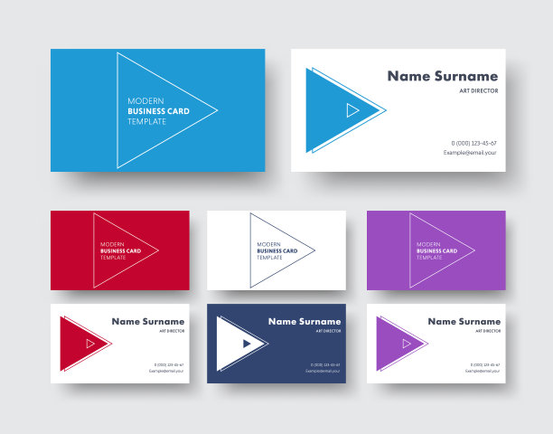 矢量名片模板在一个极简风格与三角形。图片下载