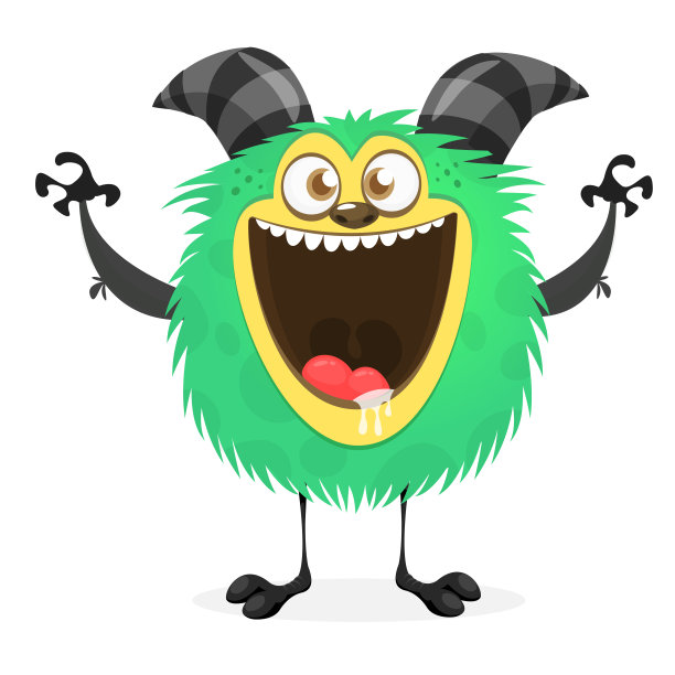 淘气的卡通怪物角色。向量股票插图图片下载