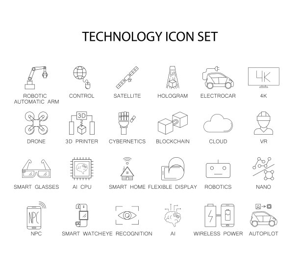 行图标集。技术包。矢量图图片下载
