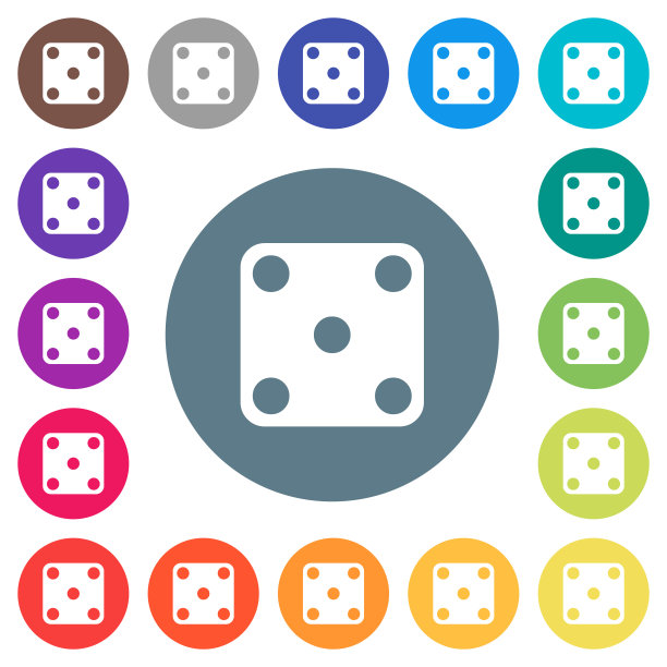 Domino 5个圆形背景上的白色图标图片下载