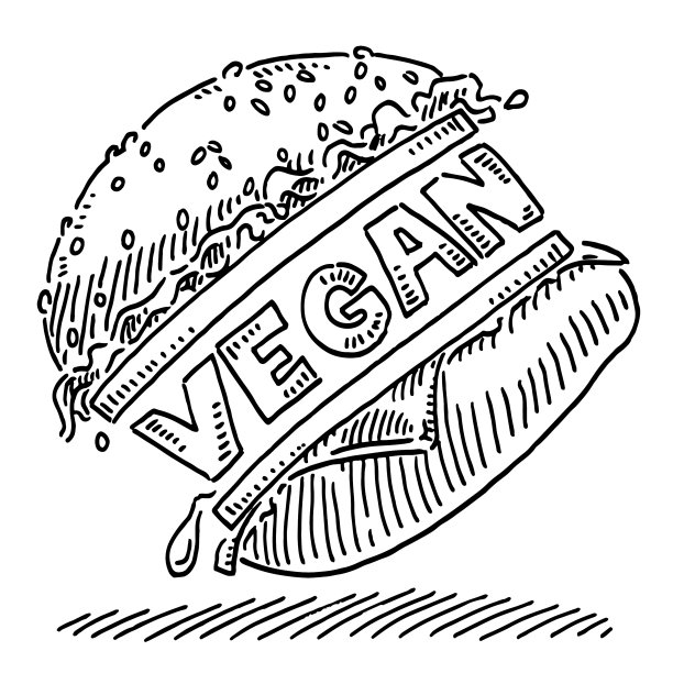 素食汉堡食物画图片下载