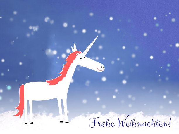 德语的“圣诞快乐”，还有可爱的独角兽图片下载