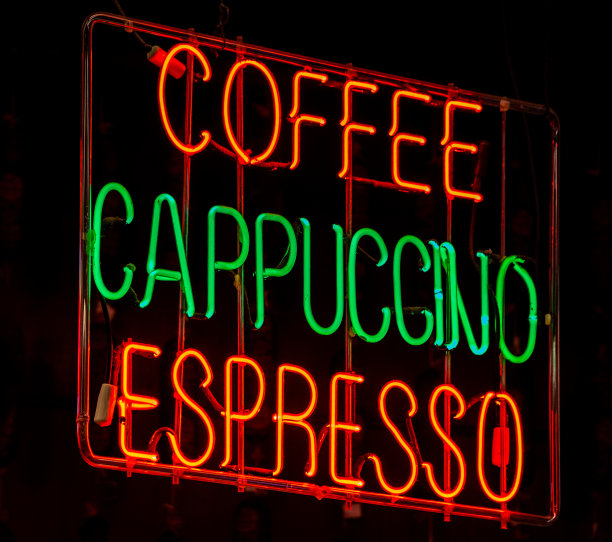霓虹灯咖啡标志图片下载