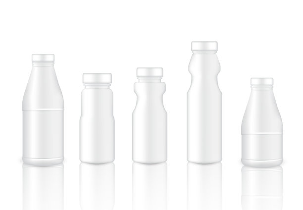 模拟现实的塑料包装产品的牛奶，软饮料或水果汁瓶孤立的背景。图片下载