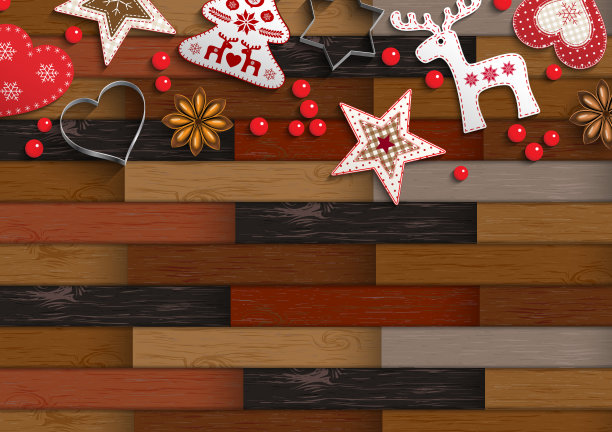 圣诞背景与拼花图案和装饰图片下载