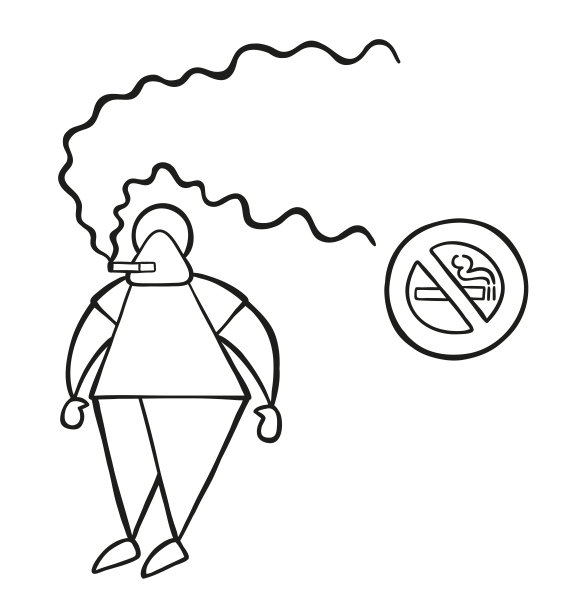 矢量卡通男子吸烟旁边禁止吸烟标志图片下载