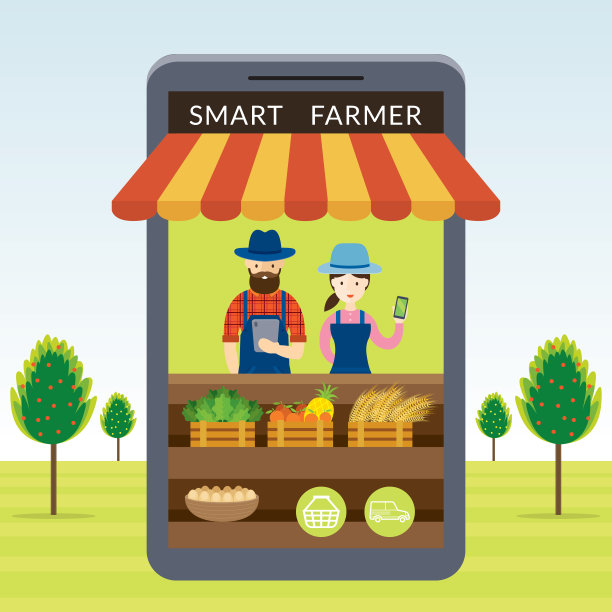 智能农民与网上商店或商店的概念图片下载