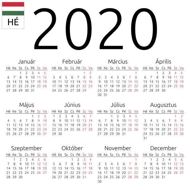 日历2020年，匈牙利，周一图片下载