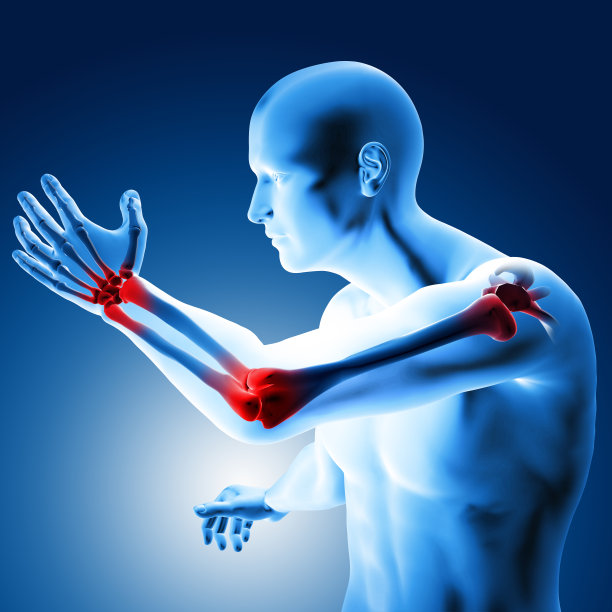 一个肘部疼痛的医疗数字的3d插图图片下载