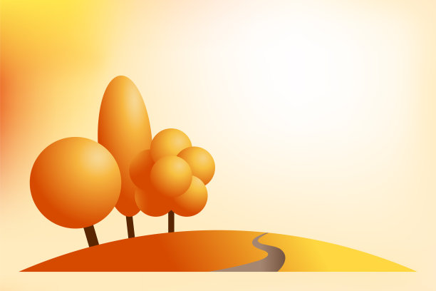 抽象的秋天背景与卡通秋天公园景观图片下载