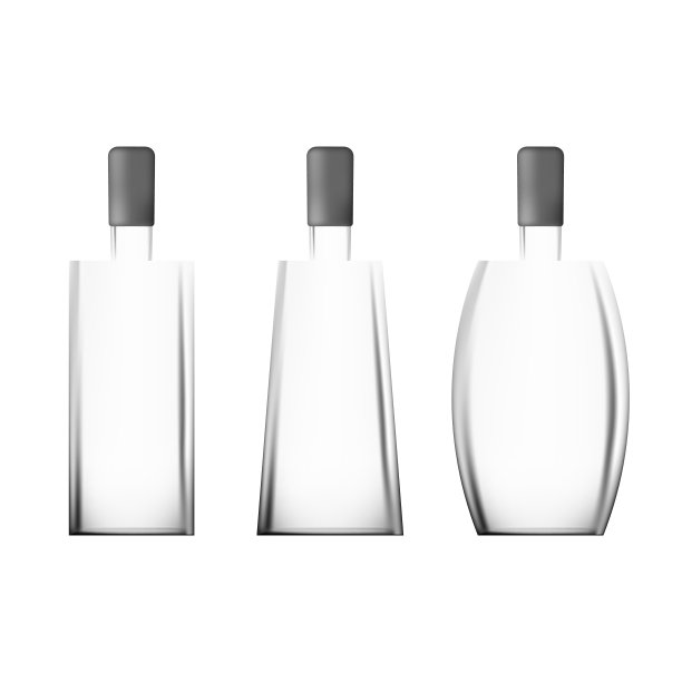 矢量玻璃酒精瓶设置与阴影图片下载