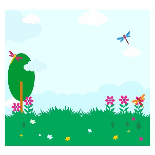 可爱而精致的草花山水风光图片下载