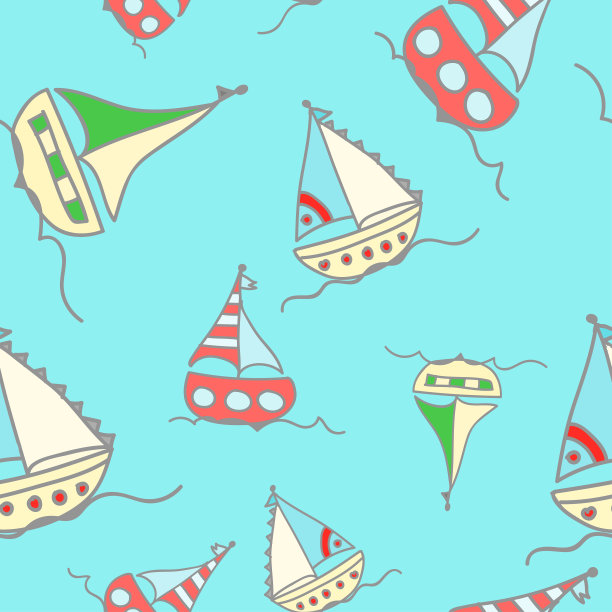 五颜六色的船在海上航行图片下载