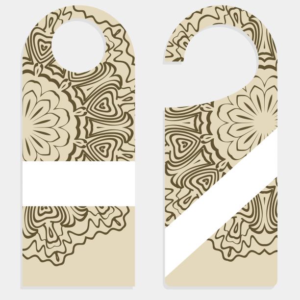 吊架徽章。矢量插图与花卉曼陀罗装饰图片下载