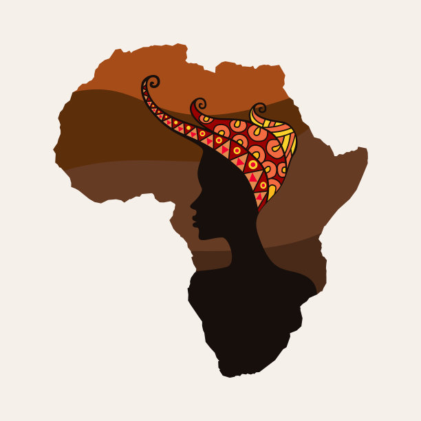 非洲大陆和女人的剪影。图片下载