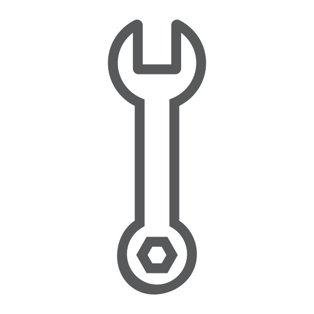 扳手线图标，工具和修理，扳手标志，矢量图形，白色背景上的线性图案。图片下载