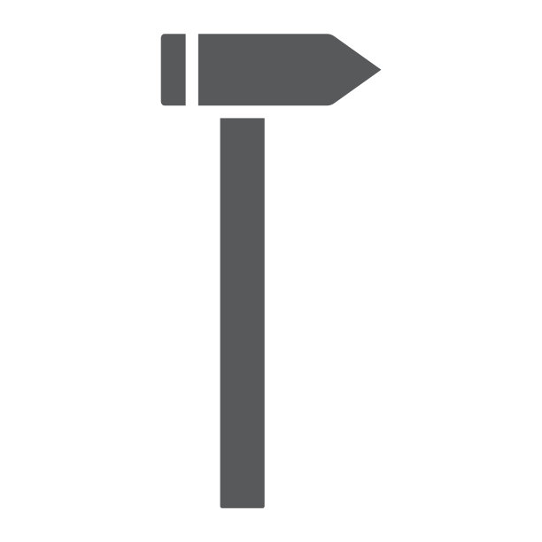 锤形图标，工具和修理，建筑标志，矢量图形，在白色背景上的固体模式。图片下载