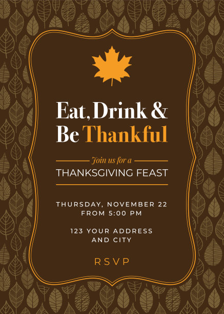 感恩节晚餐邀请模板。图片下载