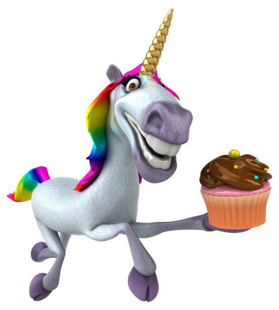 有趣的独角兽- 3D插图图片下载