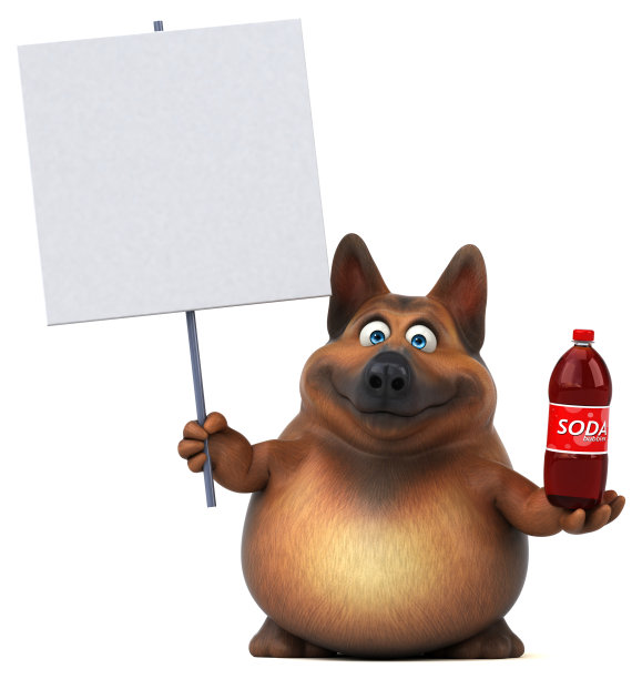 有趣的德国牧羊犬- 3D插图图片下载