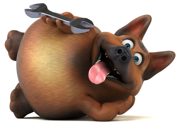 有趣的德国牧羊犬- 3D插图图片下载