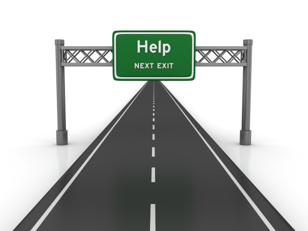 道路与帮助公路标志- 3D渲染图片下载