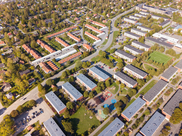 飞越城市，公寓和别墅，索伦图纳，斯德哥尔摩图片下载