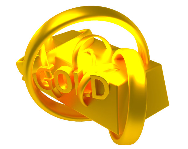 金条，戒指，文字。抽象的经营理念。3 d图片下载