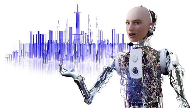 机器人主持人与虚拟城市规划图片下载
