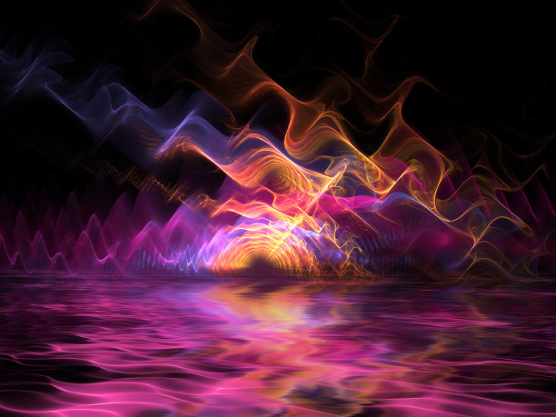 梦幻海景，抽象艺术分形背景图片下载