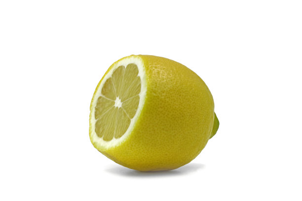 切片新鲜柠檬水果孤立在白色背景图片下载