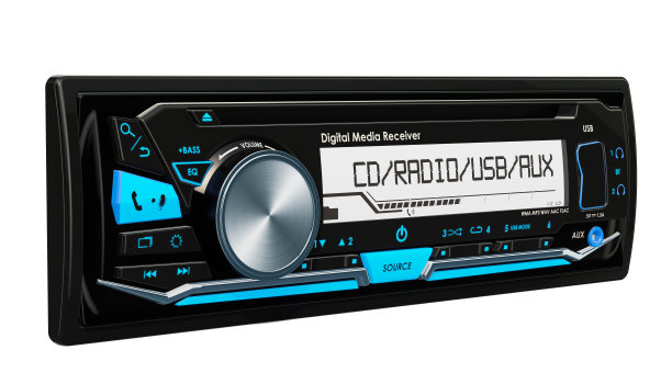 汽车数字媒体接收器，3D渲染隔离在白色背景图片下载