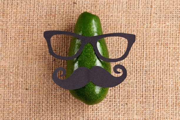 有趣的剪影图案鳄梨。生食。前列腺癌和男性健康意识。八字胡十一月图片下载