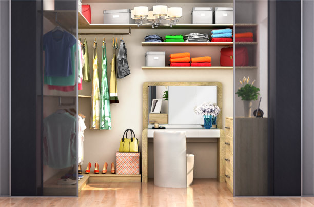 女人的更衣室。衣柜。3 d演示图片下载