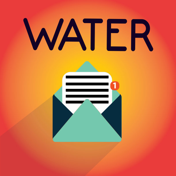 写的纸条上写着“水”。商业照片展示了形成海洋河流的无色透明无味液体图片下载