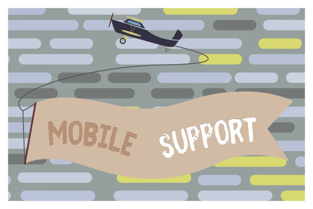 显示移动支持的文本标志。概念照片提供对便携式设备的维护技术问题图片下载