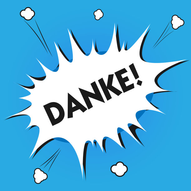 写的便条显示丹克。商业照片，展示在德语中非正式表达感谢的方式图片下载