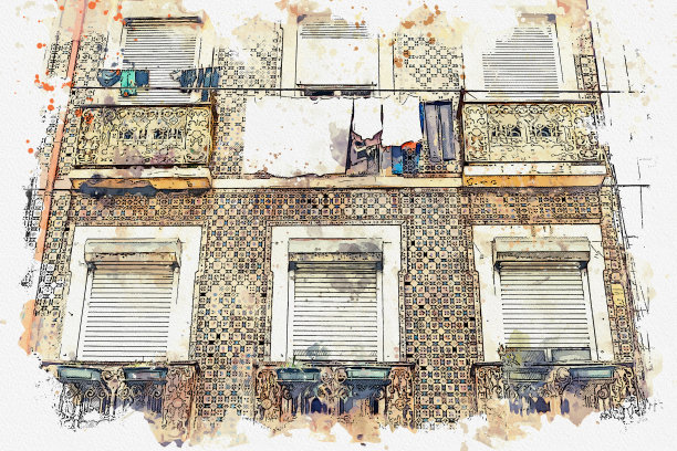 插图里斯本建筑。图片下载