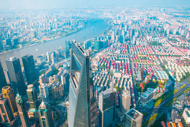 俯瞰上海陆家嘴。图片下载