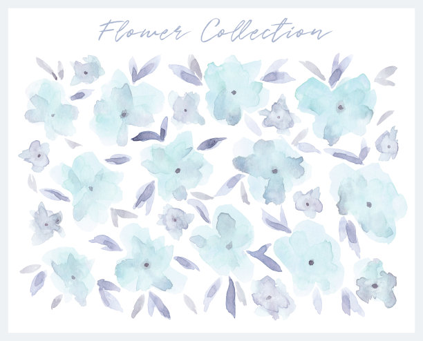 水彩花集。图片下载
