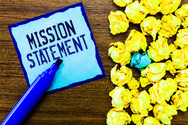 写便条显示使命宣言。商业照片展示公司的目标和的正式总结图片下载